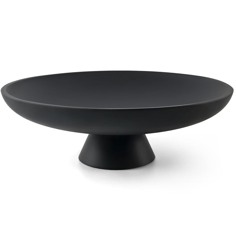 LIN CHUAN Large Decorative Bowl, Modern Resin Pedestal Bowl for Home Decor, Stylish Fruit Bowl for Kitchen Counter, Chic Key Holder for Entry Table, Matte Black - Image 1