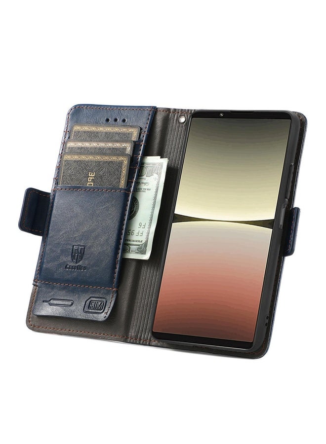 For Sony Xperia 5 IV CaseNeoSplicing Dual Magnetic Buckle Leather Phone Case(Blue)