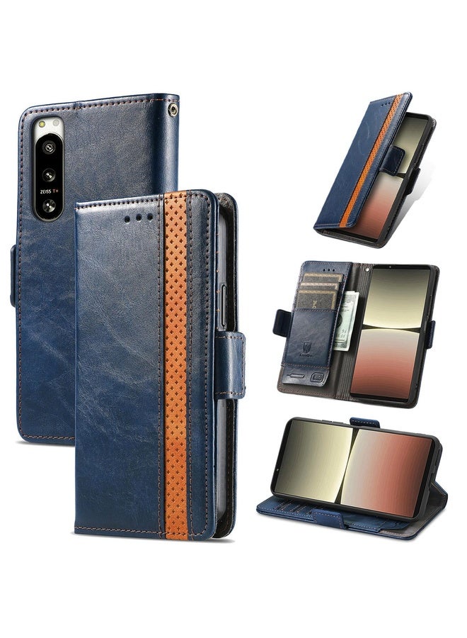 For Sony Xperia 5 IV CaseNeoSplicing Dual Magnetic Buckle Leather Phone Case(Blue)
