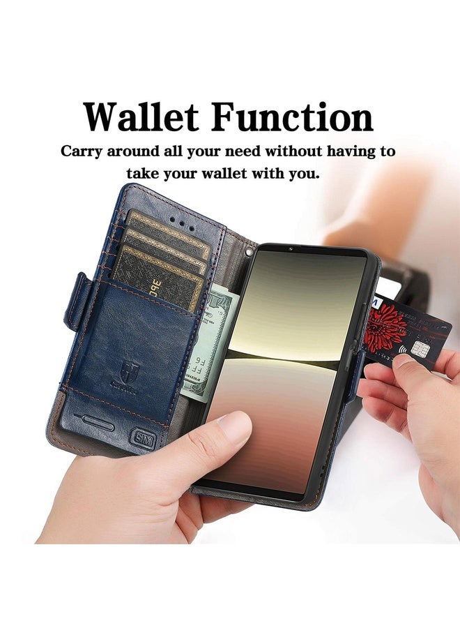 For Sony Xperia 5 IV CaseNeoSplicing Dual Magnetic Buckle Leather Phone Case(Blue)