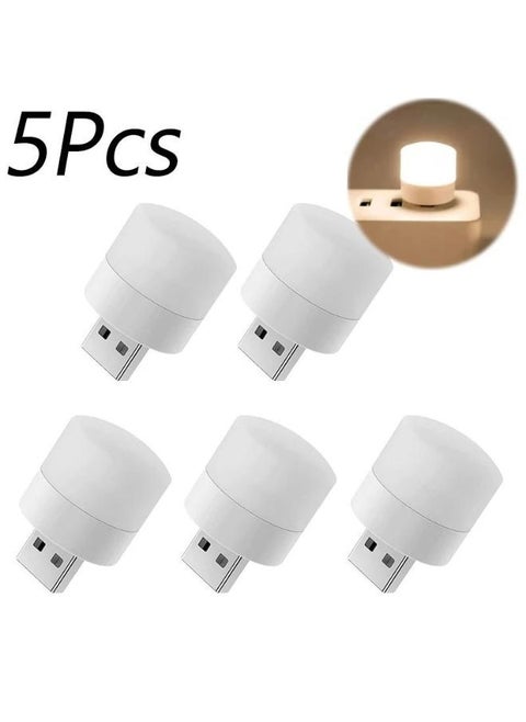 5pcs USB Portable LED Night Light Mini Round Laptop Lamp Power (Random colour)