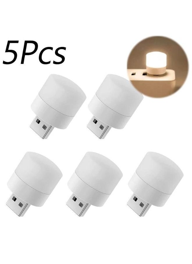 Generic - 5pcs USB Portable LED Night Light Mini Round Laptop Lamp Power (Random colour) - Image 1