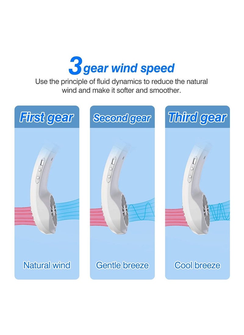 Generic USB Hanging Neck Fan, Air Cooler USB Micro Portable 2 in 1 Air Cooler Mini Electric Air Conditioner Scarf Cooling Portable Hanging Neck Fan (White)  - Image 5