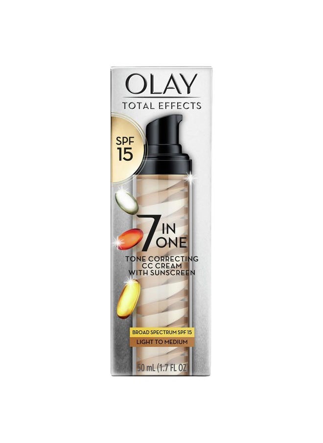 Olay Total Effects Tone Correcting Face Moisturizer with Sunscreen SPF 15, Light to Medium 1.7 Ounces  - Image 1
