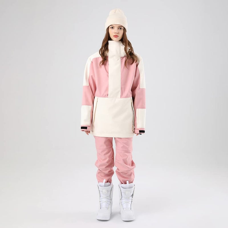 SEARIPE Women Ski Jacket and Pants Set Waterproof Hood Ski Suits Windproof Snowsuits for Winter Sports(T2152,PK+WT,S) - Image 2