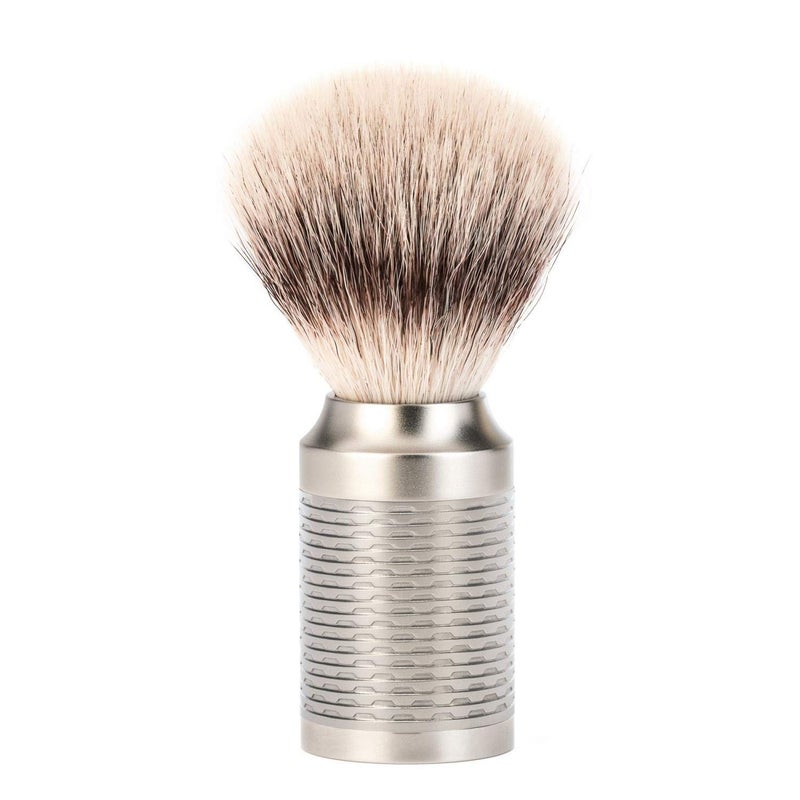 MHLE ROCCA Pure Matt Stainless Steel Silvertip Fibre Shaving Brush