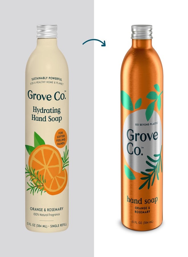 Grove Co. عبوة إعادة تعبئة صابون اليدين الجل من غروف كو، برائحة البرتقال وإكليل الجبل، 3 × 13 أونصة سائلة - Image 2