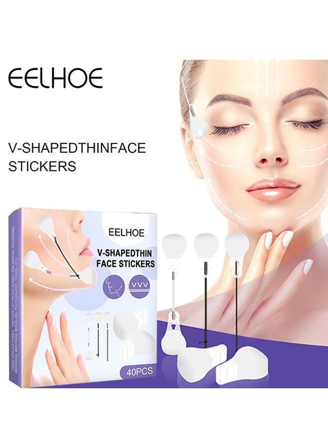 إيلهو ملصقات الوجه على شكل V ، ملصق رفع الوجه غير المرئي ، أدوات رفع الوجه للوجه 40 قطعة - Image 1