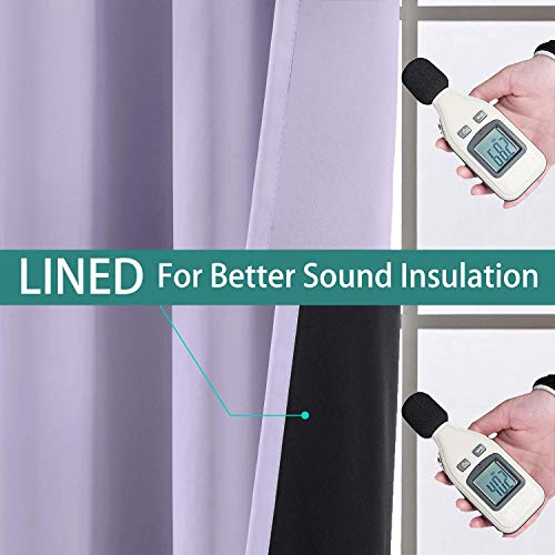 Yakamok 2 Thick Layers Completely Blackout Window Treatment Thermal Insulated Soundproof Drapes for Girl's Bedroom(52Wx96L, Lilac, 2 Panels) - Image 4