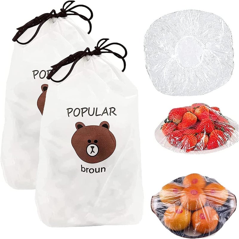 Anukmpa ANUKMPA 100pcs Plastic Food Storage Covers | Reusable & Stretchable Food Bowl Covers | Clear Elastic Food Bag Covers for Kitchen, Outdoor, and Fridge Perfect for Bowls, Plates, and Containers - Image 1