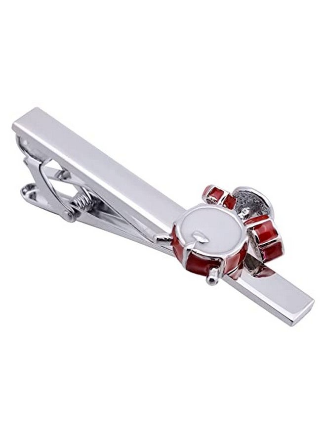 Jonwo Drum Kits Men Cufflinks And Tie Clip Set Silver Tone Regular Necktie Tie Bar Clip Cuff Links For Music Fans Anniversary (Drum Kit Cufflinks & Tie Clip Set)  - Image 4