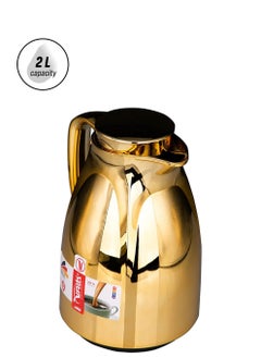 Valk Vacuum Flask with Double Wall Glass (2 Liter) | Wide Mouth with Anti-Leakage Cap Double Walled Travel Mug | Liter Chrome Color, 04-369  - Image 1