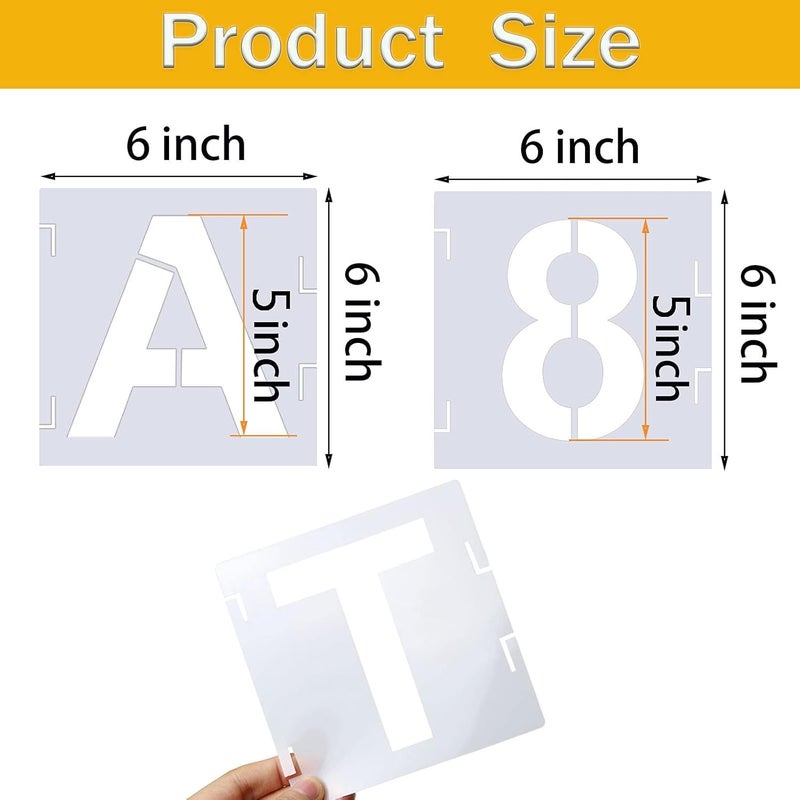 Devasya Crafts 46 Pcs Le tencils, Reusable Alphabet Templates Interlocking Stencil Kit Rock, Sign(6 Inch) - Image 2