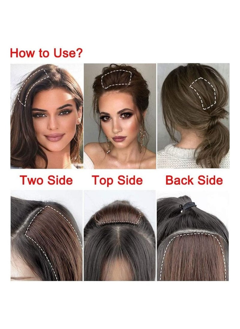 Estelle - Mini Remy Human Hair Extensions Clip in Hair Toppers Short Straight Hair Piece on Both Sides to Add Hair Thickness for Women Men with Thinning Hair 4 inch Color No 1 Black - Image 1