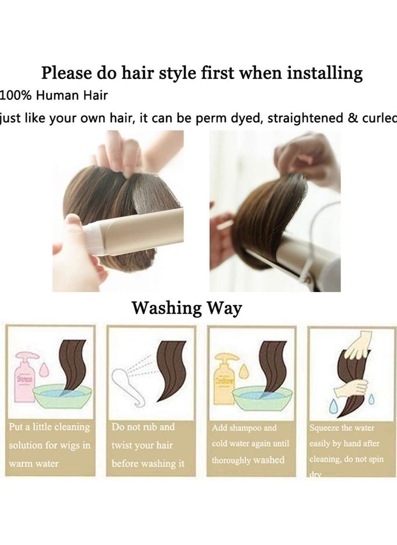 Estelle - Mini Remy Human Hair Extensions Clip in Hair Toppers Short Straight Hair Piece on Both Sides to Add Hair Thickness for Women Men with Thinning Hair 4 inch Color No 1 Black - Image 1