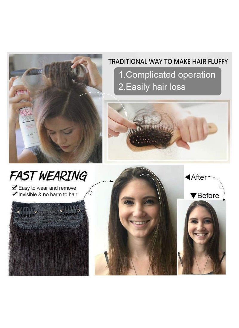 Estelle - Mini Remy Human Hair Extensions Clip in Hair Toppers Short Straight Hair Piece on Both Sides to Add Hair Thickness for Women Men with Thinning Hair 4 inch Color No 1 Black - Image 1