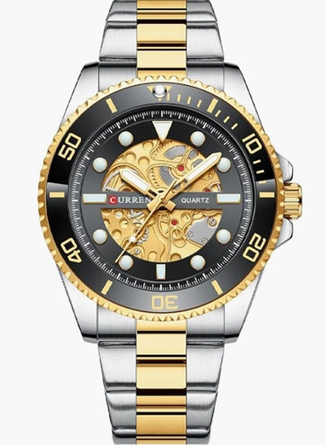 CURREN Wrist Watch Men's Fashion Quartz Sports Brand Luxury Business Waterproof Stainless Steel 8412 (TETON GOLD) - Image 1