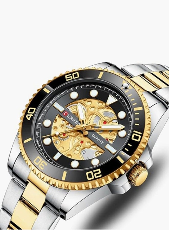 CURREN Wrist Watch Men's Fashion Quartz Sports Brand Luxury Business Waterproof Stainless Steel 8412 (TETON GOLD) - Image 2