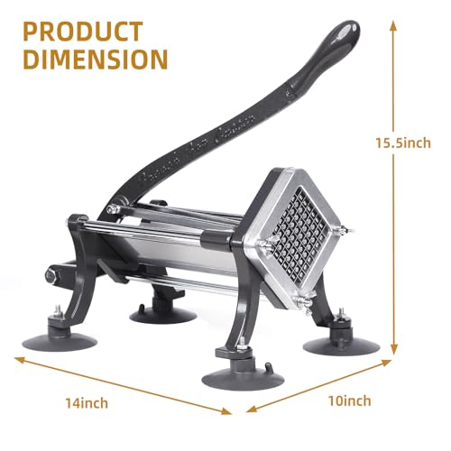 SHSYCER French Fry Cutter Commercial Potato Slicer with Suction Feet Complete Set, Includes 1/4", 3/8",1/2", Gray - Image 3