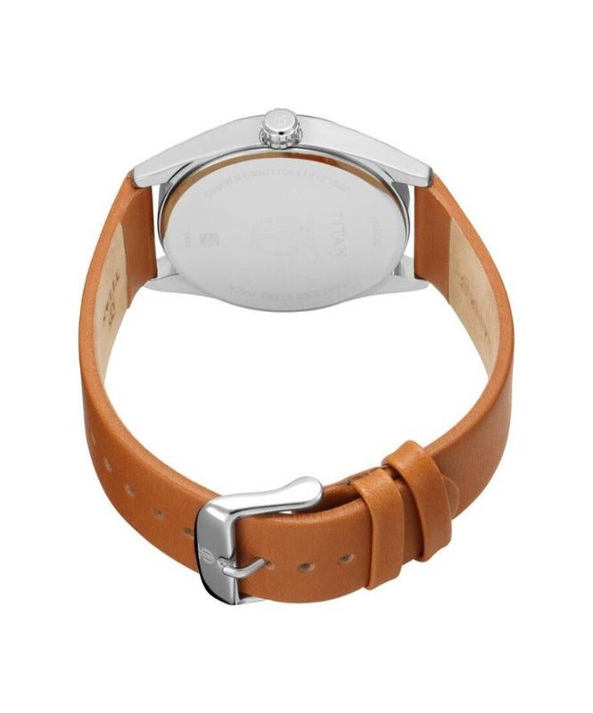 Titan Quartz Analog White Dial Leather Strap Watch for Men 1729sl03 - Image 4