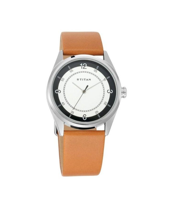 Titan Quartz Analog White Dial Leather Strap Watch for Men 1729sl03 - Image 1