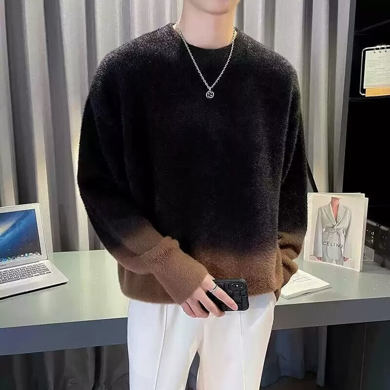 Gradient Retro Men'S And Women'S 2024 Trendy Brand Pullover Loose Casual Sweater For Outer Wear Lazy Style High-End Sense - Image 2