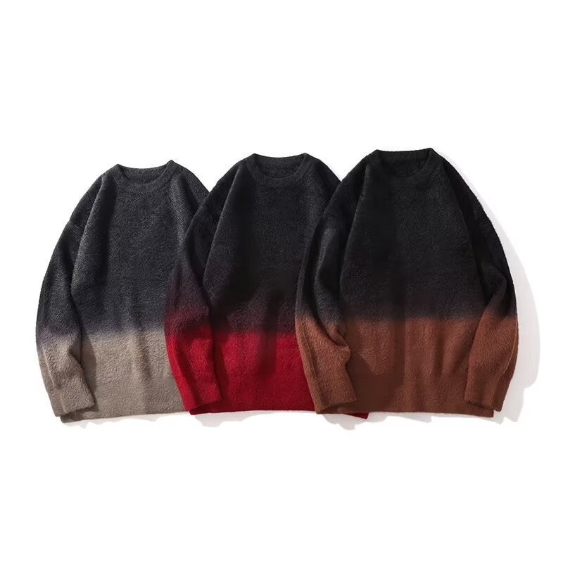 Gradient Retro Men'S And Women'S 2024 Trendy Brand Pullover Loose Casual Sweater For Outer Wear Lazy Style High-End Sense - Image 3