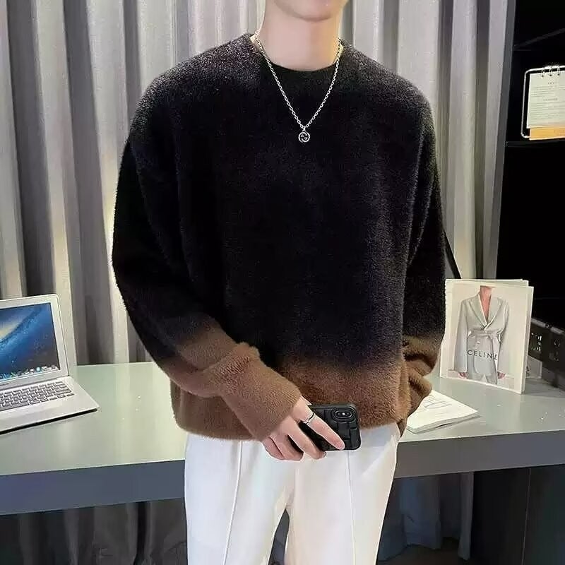 Gradient Retro Men'S And Women'S 2024 Trendy Brand Pullover Loose Casual Sweater For Outer Wear Lazy Style High-End Sense - Image 1