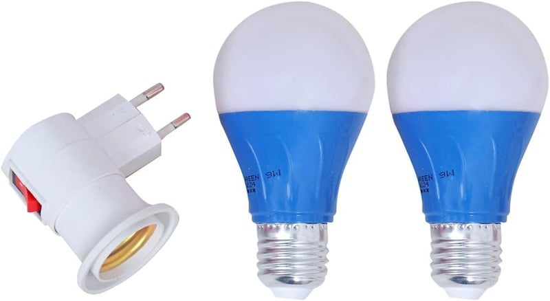 2 LED Bulbs with 1 Night Light (Blue Light)