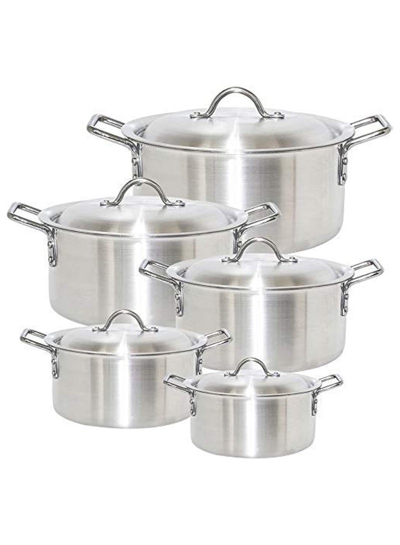 DubaiGallery Aluminum cookware set with lids, 5 pieces - Image 1