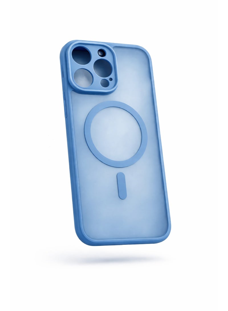 حافظة آيفون 13 برو ماكس، متوافقة مع MagSafe، غطاء خلفي شفاف نحيف مع حماية للكاميرا - أزرق فاتح - Image 2