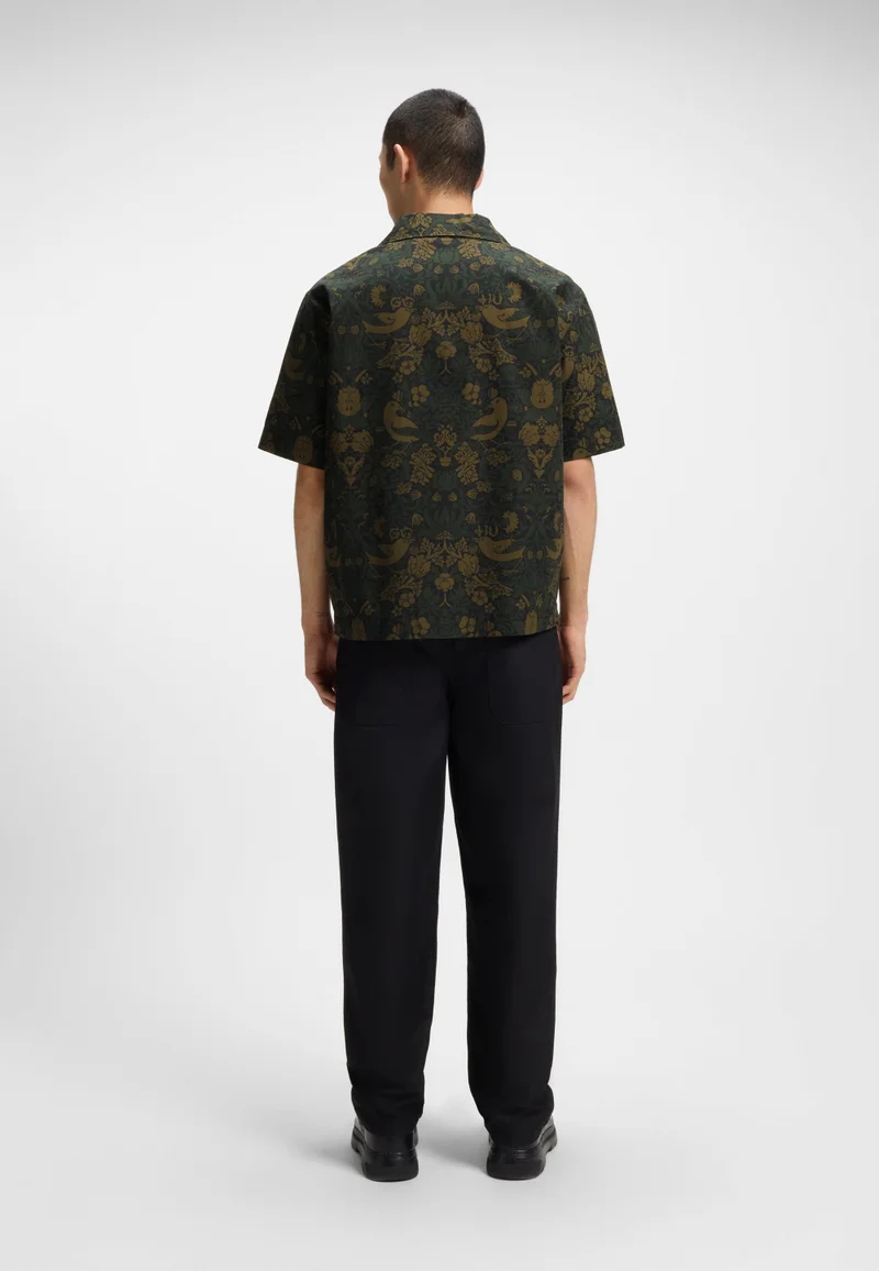 هوجو قميص قطن بوبلين بطبعة مقاس كبير