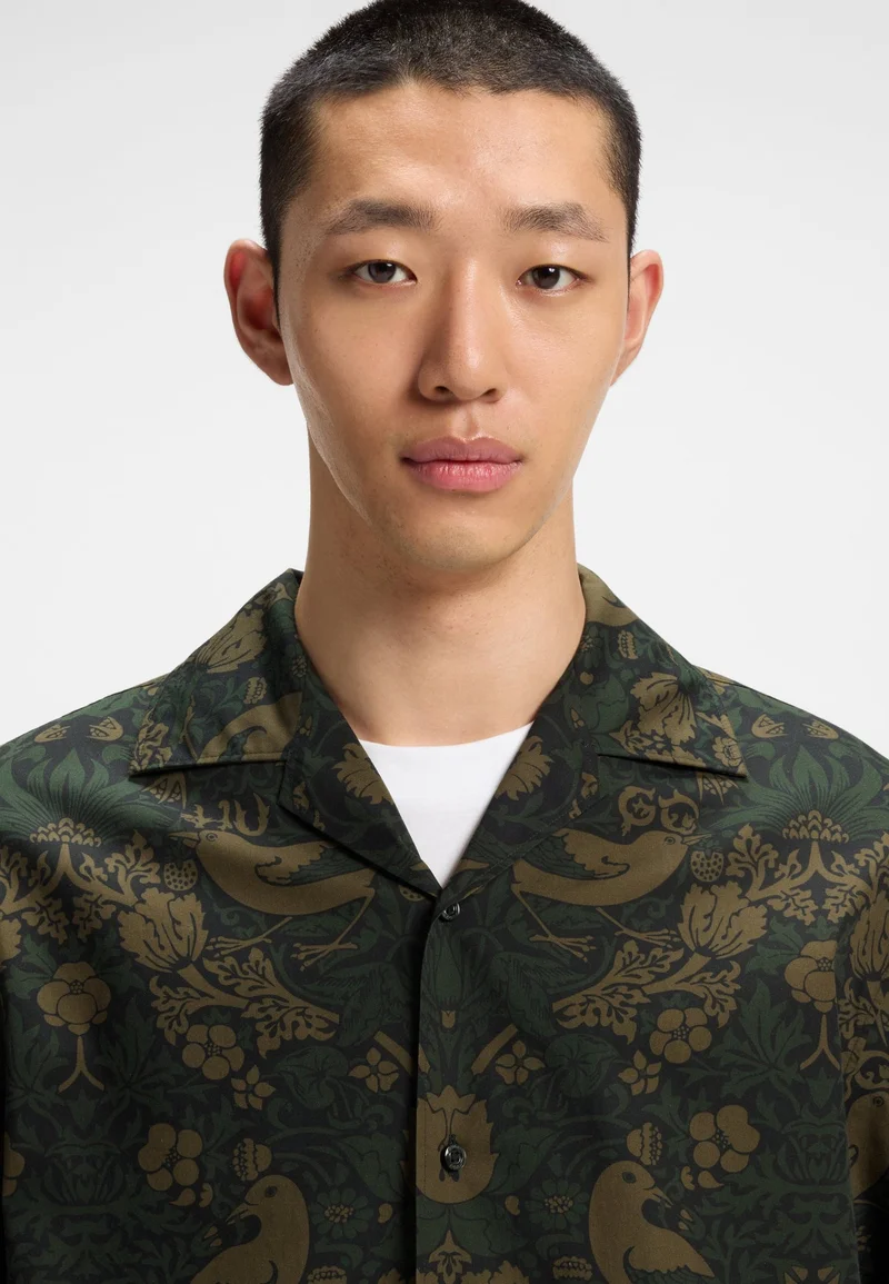 HUGO Oversized-fit shirt in printed cotton poplin