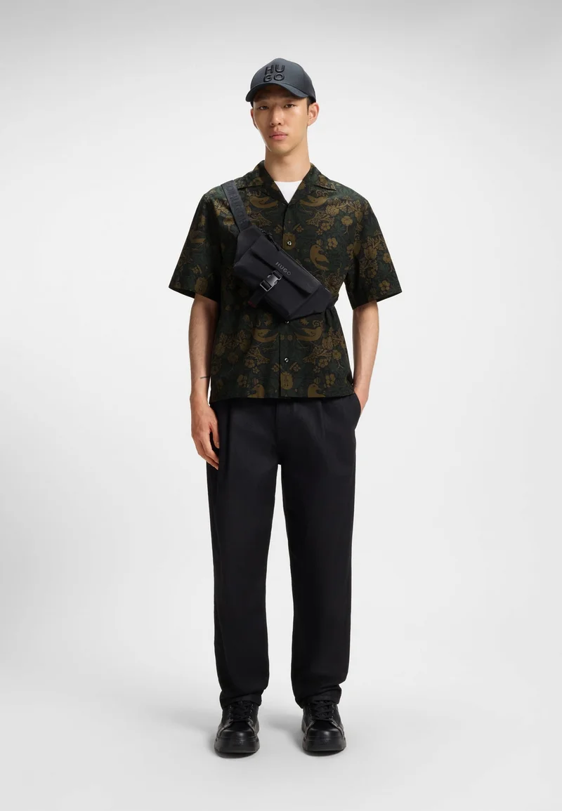 HUGO Oversized-fit shirt in printed cotton poplin