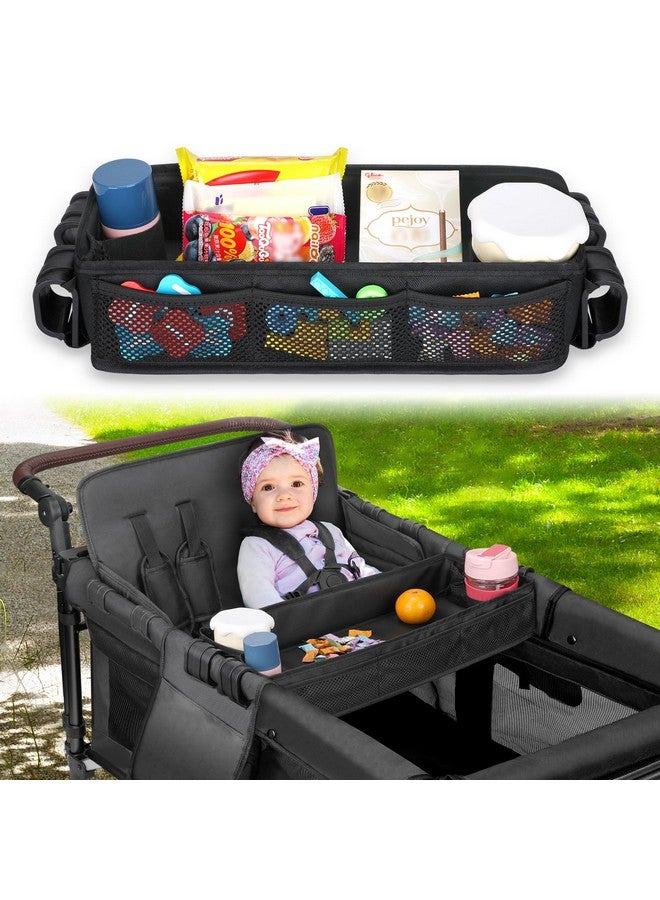 AROUY Stroller Snack Tray Attachment - Easy to Clean Universal Stroller Snack Tray for Wonderfold Wagon W4 Accessories with Cup Holder (L (W4 Model)) - Image 1