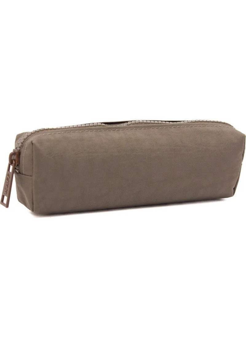 Kaff 01106 Brown Crinkle Fabric Unisex Single Compartment Waterproof Finger Pencil Case