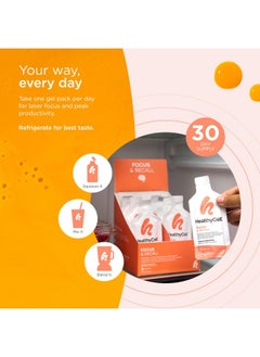 Healthycell Healthycell Focus & Recall - Brain Supplement for Focus and Memory - Liquid Nootropics Supplement for Concentration & Alertness - L-theanine, Omega-3 - Maximum Absorption - 30 Gel Packs  - Image 5