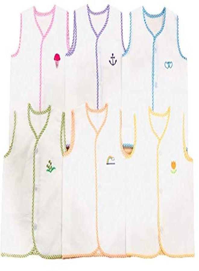 Infantbond Baby Super Soft Cotton Embroidery Jhabla | Vest (Pack of 6)(0-6 Months) - Image 2