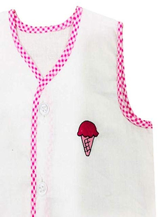 Infantbond Baby Super Soft Cotton Embroidery Jhabla | Vest (Pack of 6)(0-6 Months) - Image 4
