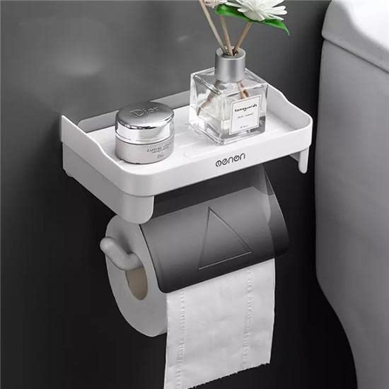 COSKIRA COSKIRA Waterproof Bathroom Toilet Paper Holder Toilet Tissue Paper Roll Holder with Cover/Tissue Holder Roll Paper Rack for Bathroom Kitchen Shelf Wall Mounted Organizer -Grey -1 - Image 1