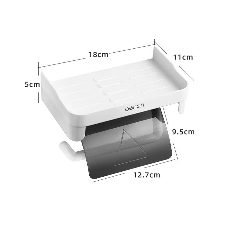 COSKIRA COSKIRA Waterproof Bathroom Toilet Paper Holder Toilet Tissue Paper Roll Holder with Cover/Tissue Holder Roll Paper Rack for Bathroom Kitchen Shelf Wall Mounted Organizer -Grey -1 - Image 4
