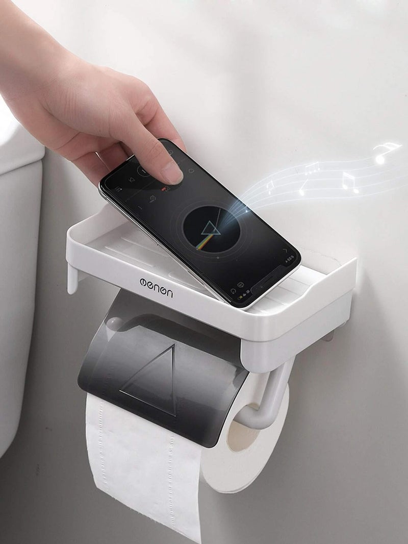 COSKIRA COSKIRA Waterproof Bathroom Toilet Paper Holder Toilet Tissue Paper Roll Holder with Cover/Tissue Holder Roll Paper Rack for Bathroom Kitchen Shelf Wall Mounted Organizer -Grey -1 - Image 5