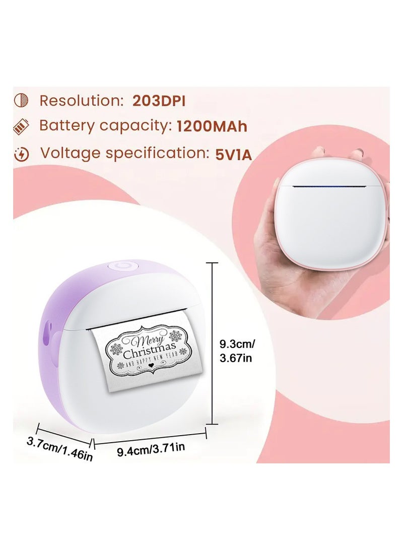 HD Mini Bluetooth Printer - Wrong Questions/Labels/Photos One Click Printing, Portable Thermal Printing Tool, Compatible with iOS/Android Sticker Wireless Inkless Printer with 13 Rolls of Paper, 6 Colored Pens, Essential Tool for Students/Offices  - Image 4