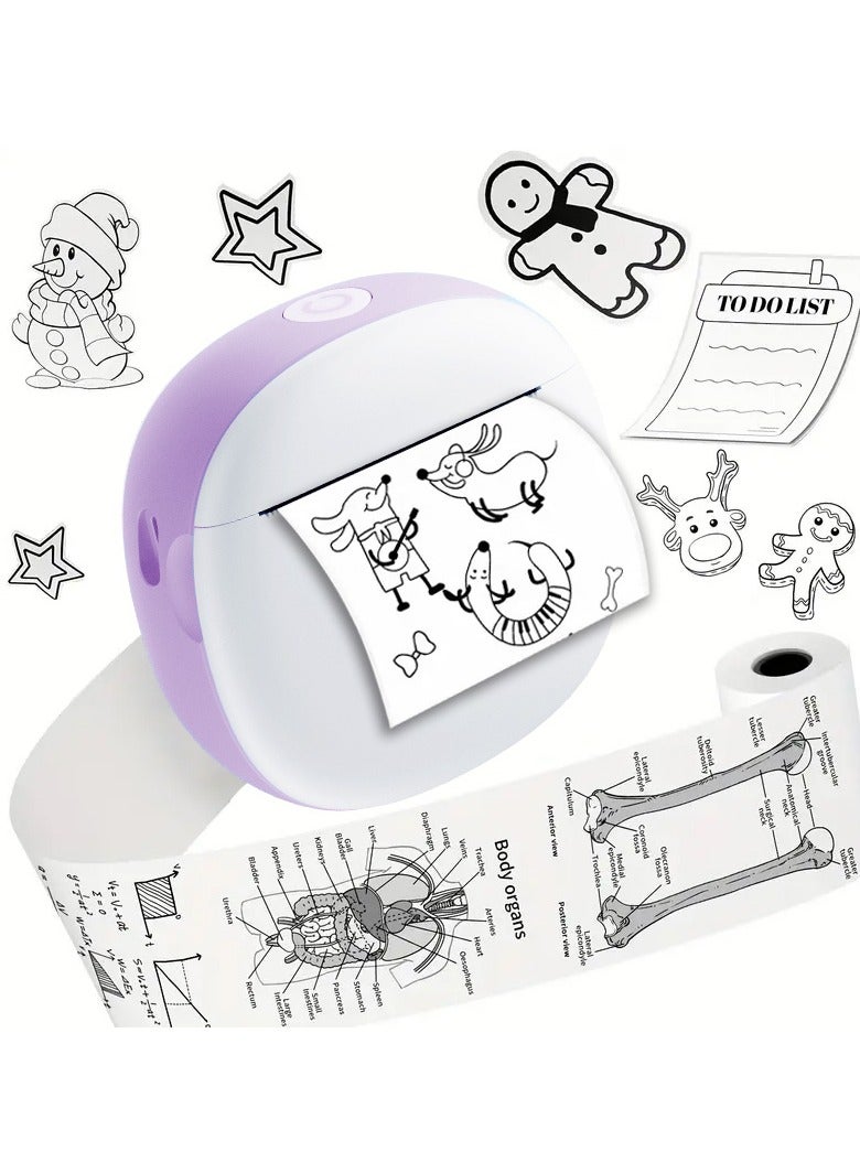 HD Mini Bluetooth Printer - Wrong Questions/Labels/Photos One Click Printing, Portable Thermal Printing Tool, Compatible with iOS/Android Sticker Wireless Inkless Printer with 13 Rolls of Paper, 6 Colored Pens, Essential Tool for Students/Offices  - Image 5