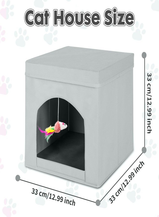 PowerKing Collapsible Cat Bed & Cave - Foldable Cat Condo for Indoor Rest, 13 x 13 x 13 inches (Grey) - Image 4