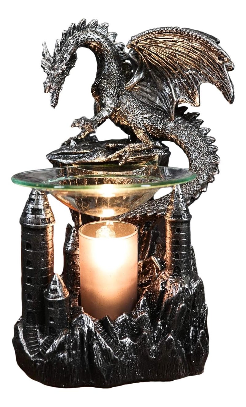 Ebros Gift Ebros Smaug Castle Guardian Dragon Electric Oil Burner Tart Warmer Aroma Scent Statue 9.5" Tall Figurine Dungeons and Dragons Decorative Decor for Aromatherapy Accessory Halloween Prop - Image 1