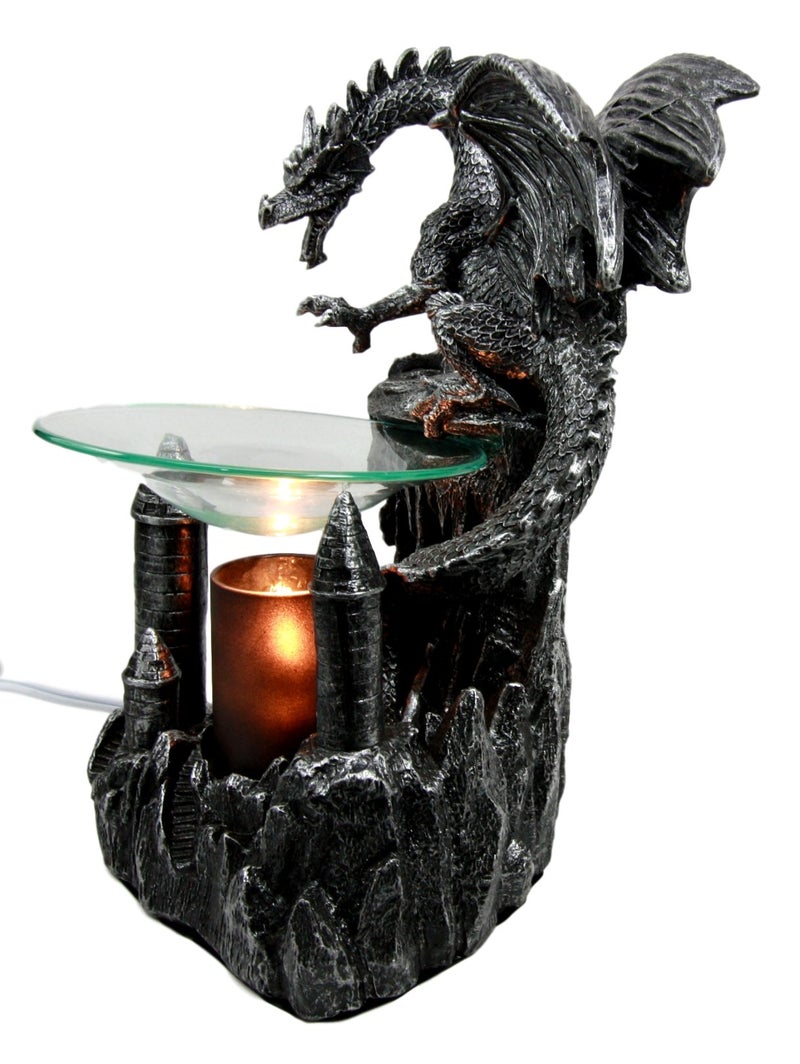 Ebros Gift Ebros Smaug Castle Guardian Dragon Electric Oil Burner Tart Warmer Aroma Scent Statue 9.5" Tall Figurine Dungeons and Dragons Decorative Decor for Aromatherapy Accessory Halloween Prop - Image 3