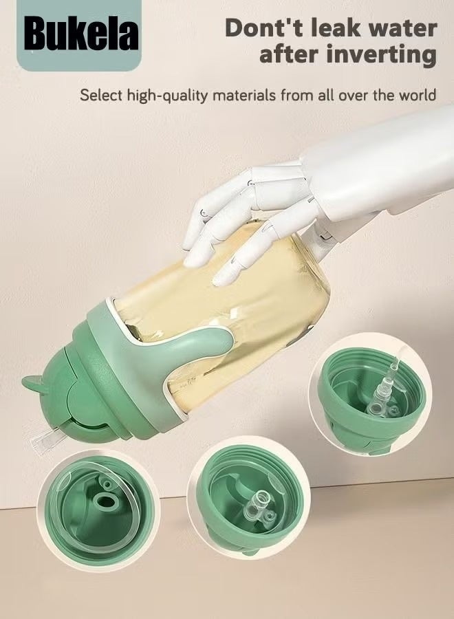 كيلا كوب شرب للأطفال من PPSU، مناسب للأولاد والبنات، مصنوع من مادة القش، مقاوم للانسكاب، مناسب للمدرسة، للاستخدام الداخلي أو الخارجي، خالٍ من مادة BPA، سهل الإمساك، لون أخضر، 325 مل - Image 4