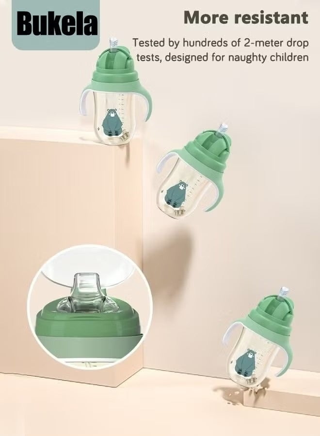 كيلا كوب شرب للأطفال من PPSU، مناسب للأولاد والبنات، مصنوع من مادة القش، مقاوم للانسكاب، مناسب للمدرسة، للاستخدام الداخلي أو الخارجي، خالٍ من مادة BPA، سهل الإمساك، لون أخضر، 325 مل - Image 5