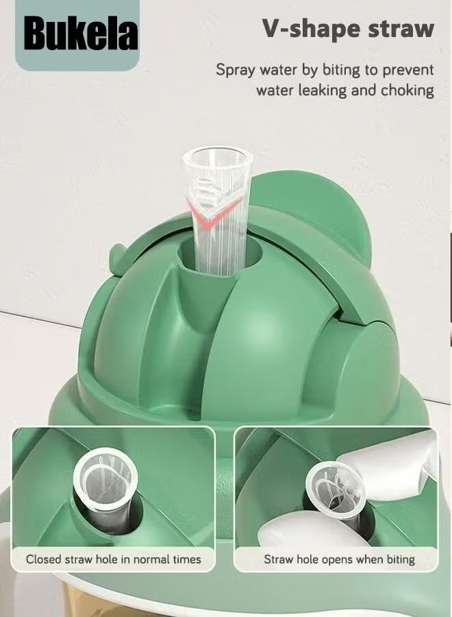 كيلا كوب شرب للأطفال من PPSU، مناسب للأولاد والبنات، مصنوع من مادة القش، مقاوم للانسكاب، مناسب للمدرسة، للاستخدام الداخلي أو الخارجي، خالٍ من مادة BPA، سهل الإمساك، لون أخضر، 325 مل - Image 3